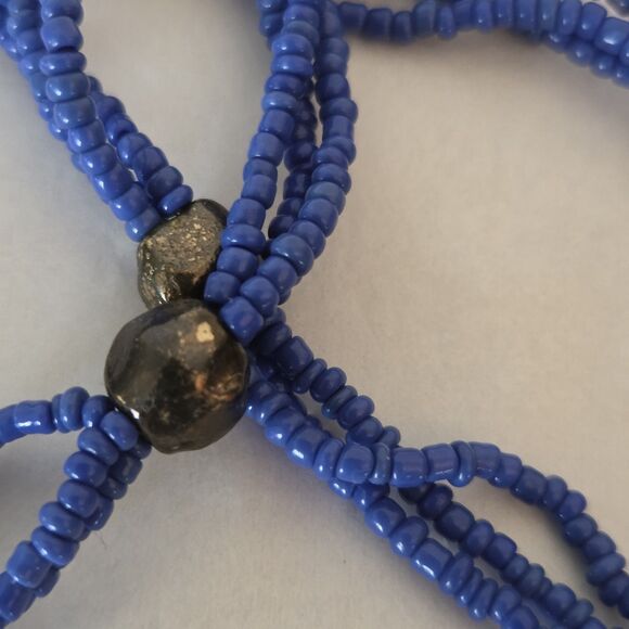 2 Boho Seed Bead Bracelets Cobalt Blue Turquoise Colors - Picture 10 of 11